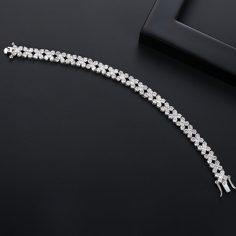 Savya Deluxe Zirconia Inlaid Link Bracelet