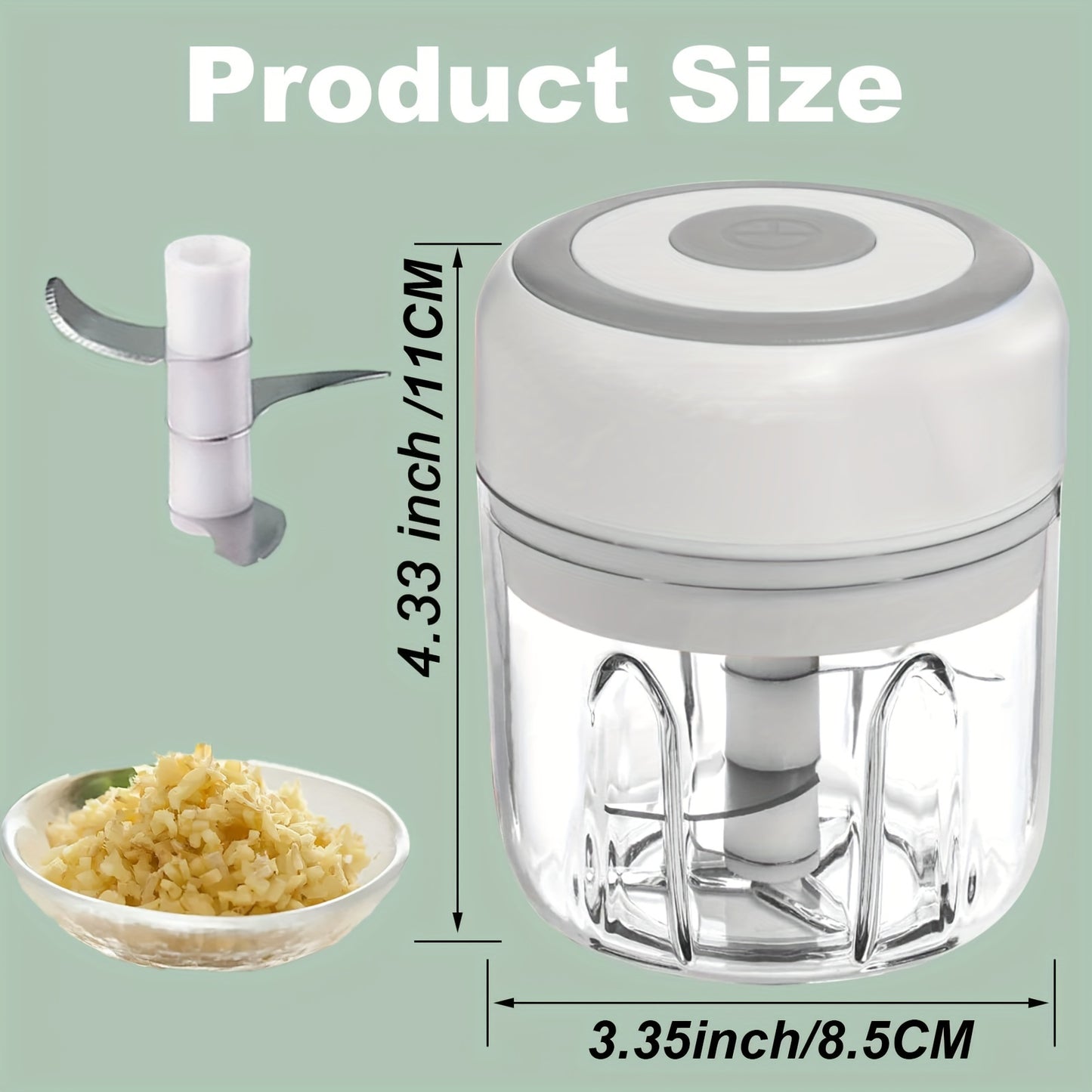 250ml Mini Garlic Chopper, Portable Food Processor, Cordless Meat Grinder