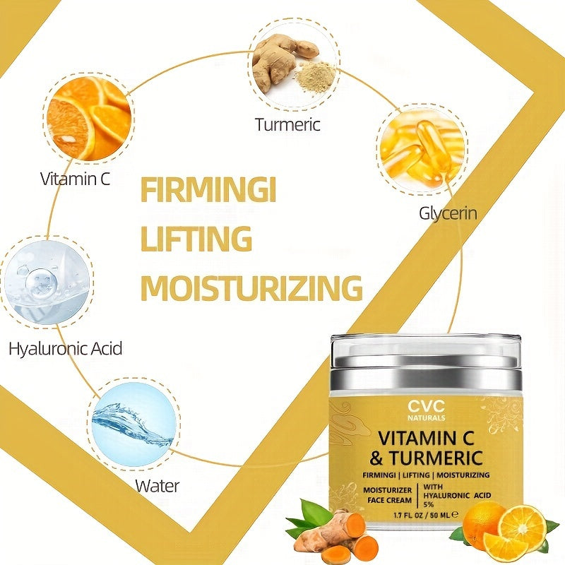 50ML Turmeric-Collagen Cream - Deeply Hydrating and Nourishing, Rich in Vitamins for Healthy Glowing Skin, Reveals Radiant and Youthful Complexion, Infused with Soothing Aloe Vera, Boosts Hydration with Hyaluronic Acid - Suit