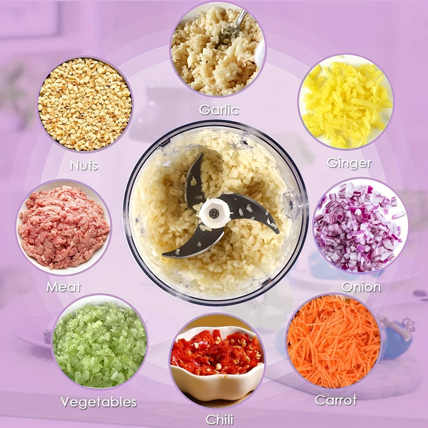 250ml Mini Garlic Chopper, Portable Food Processor, Cordless Meat Grinder