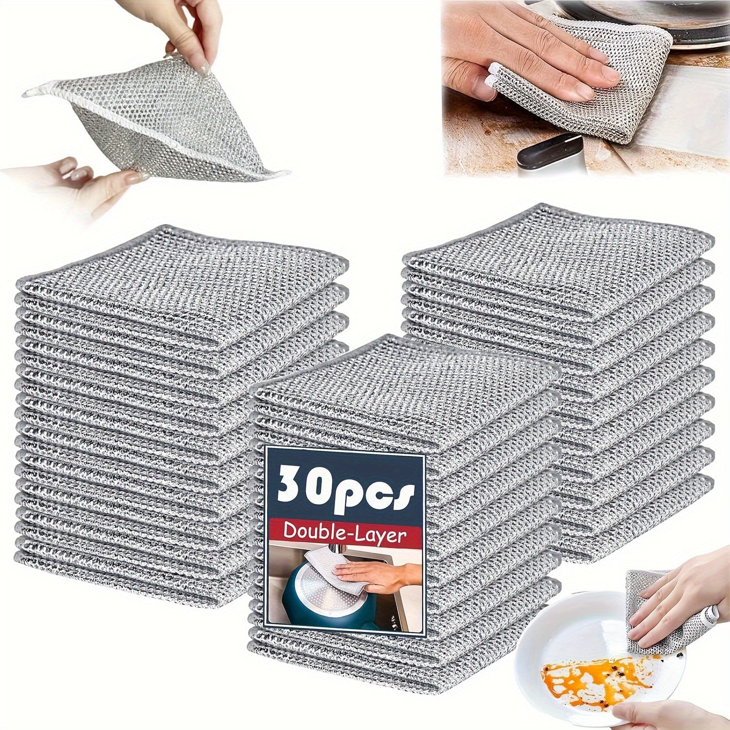 New Non - scretch3 0pcs Premium Double Layer Wire Dishcloths