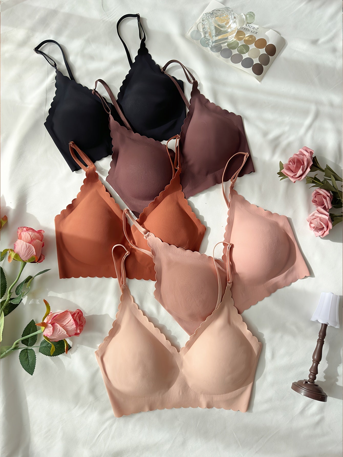 our 5 Pcs Elegant Solid Bras, designed for comfort and elegance.