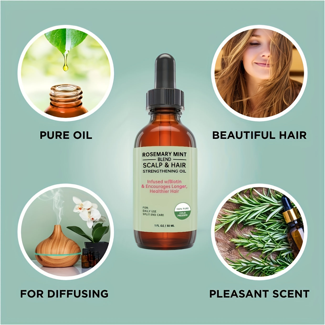 Rosemary Essential Oil, Premium Essential Oil For Hair Care