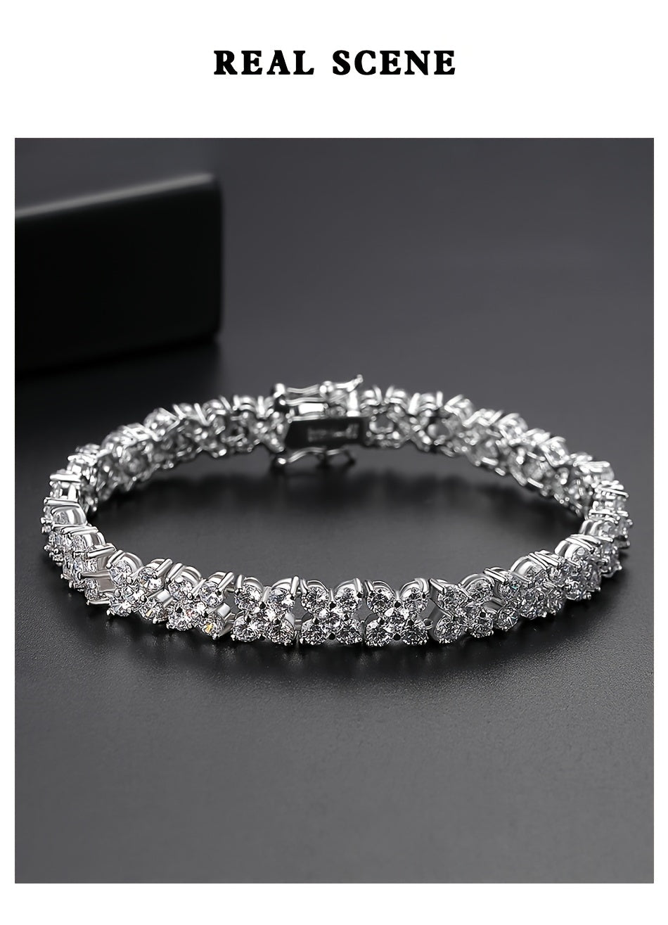 Savya Deluxe Zirconia Inlaid Link Bracelet